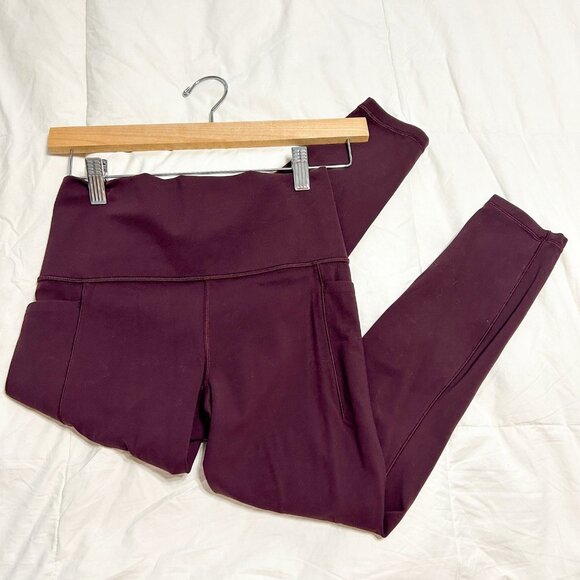 Athleta Salutation Stash Pocket II 7/8 Tight Leggings Burgundy Spiced Cabernet S - Picture 2 of 9
